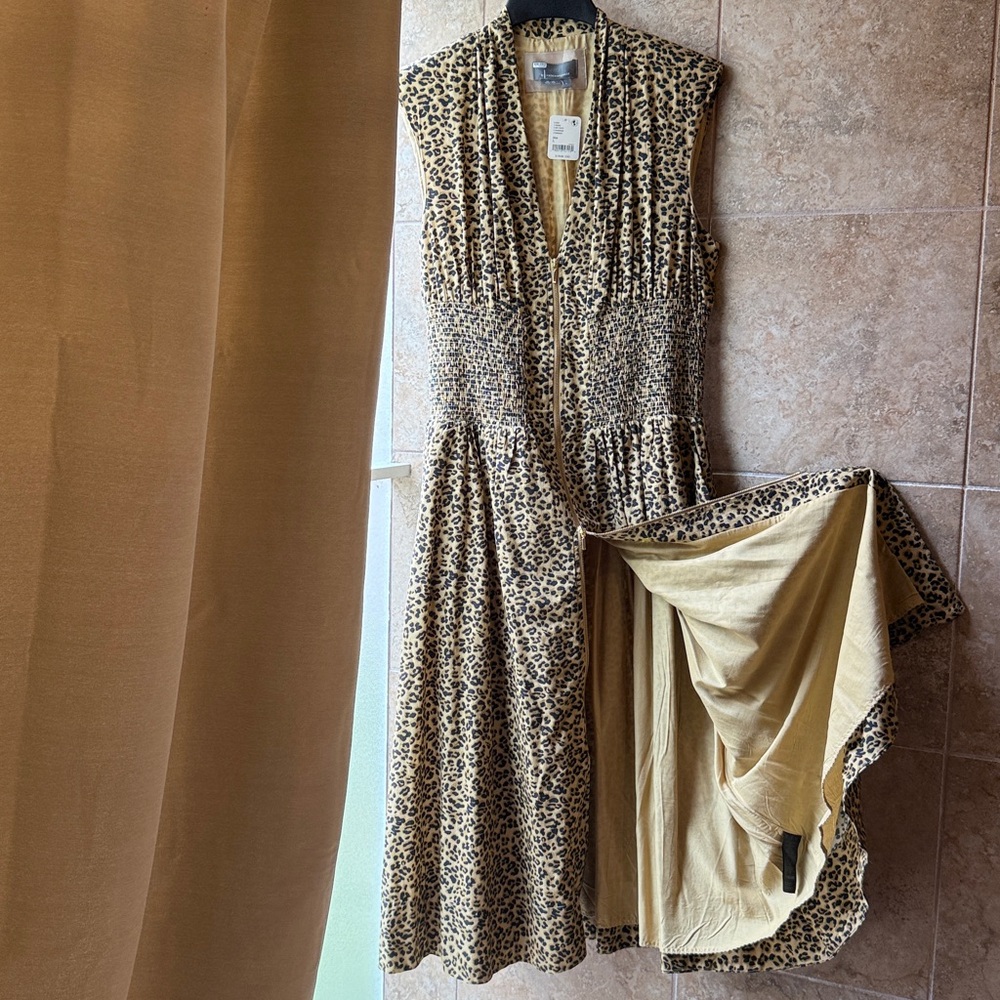 Anthropologie Leopard Print Midi Dress in Tan and Black - Picture 14 of 16